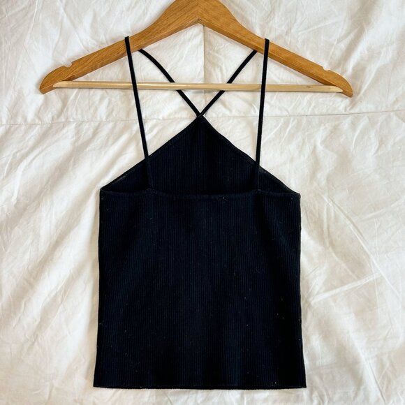 NWOT Zara Black Ribbed Strappy Cross Back Halter Tank Top Women’s Size Small - Picture 7 of 7